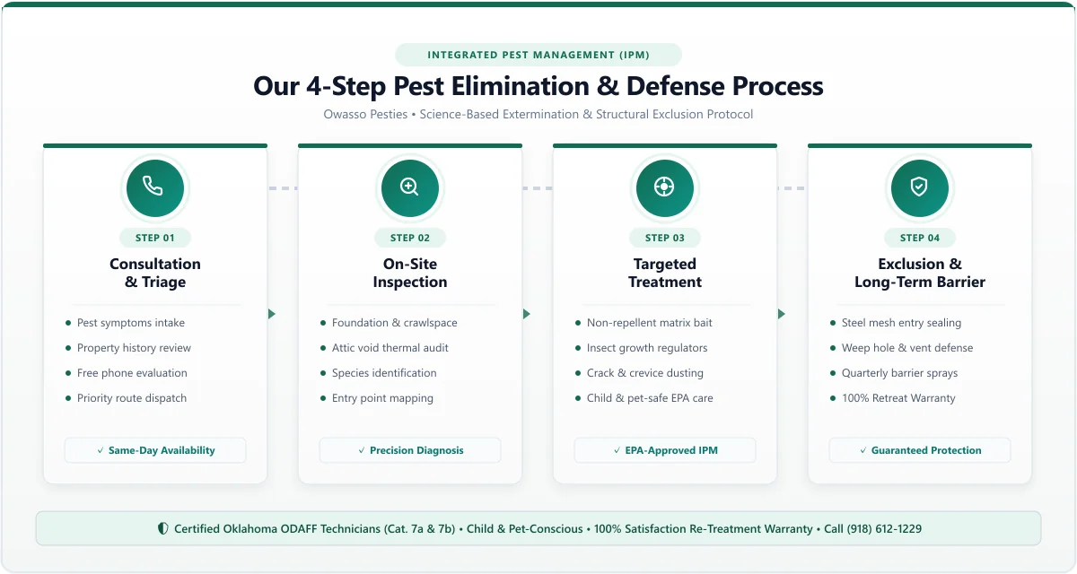 4-Step Integrated Pest Management Process Infographic by Owasso Pesties